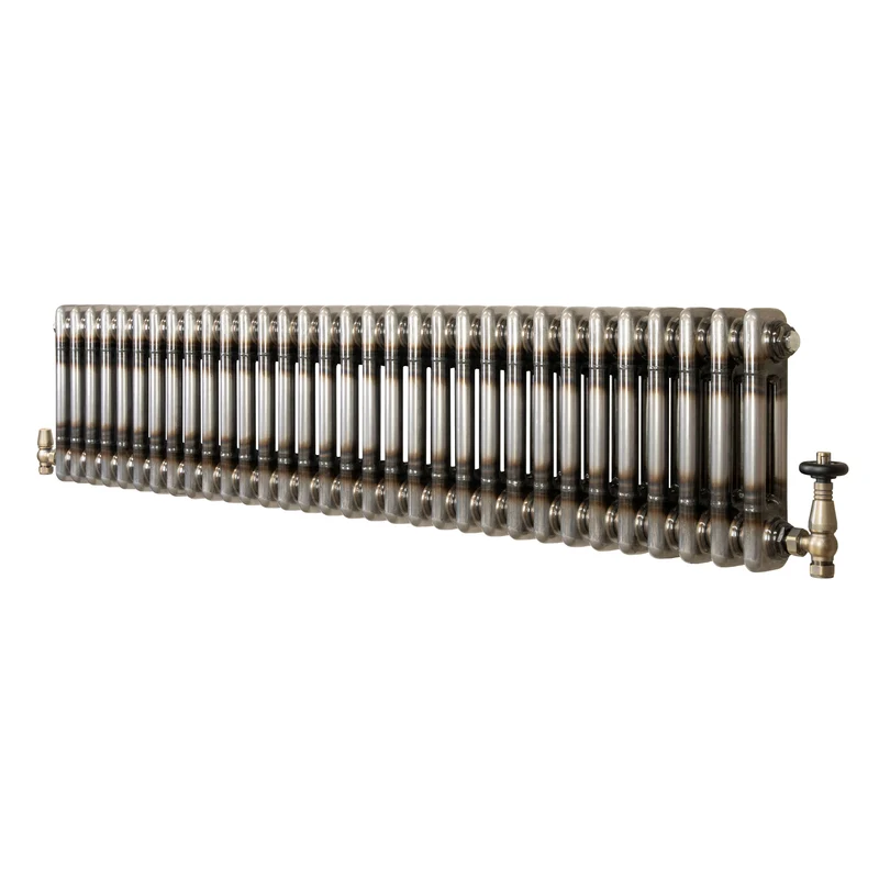 Radiador Tradicional de 2 Columnas y Válvulas - 300 x 1460mm - Metal Crudo