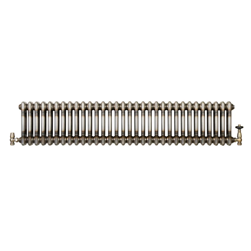 Radiador Tradicional de 2 Columnas y Válvulas - 300 x 1460mm - Metal Crudo