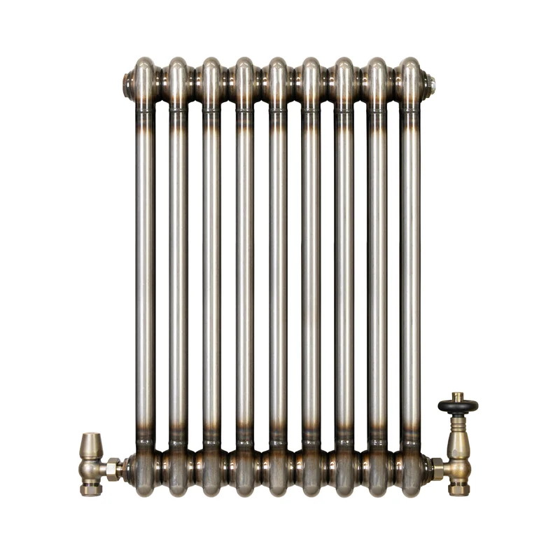 Radiador Tradicional de 2 Columnas y Válvulas - 600 x 425mm - Metal Crudo