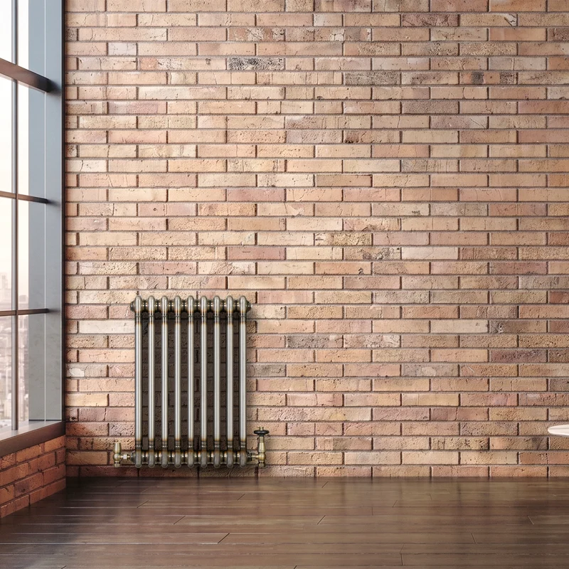 Radiador Tradicional de 2 Columnas y Válvulas - 600 x 425mm - Metal Crudo