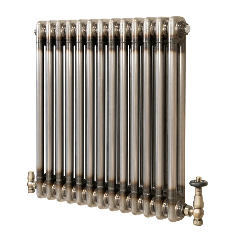 Radiador Tradicional de 2 Columnas y Válvulas - 600 x 605mm - Metal Crudo