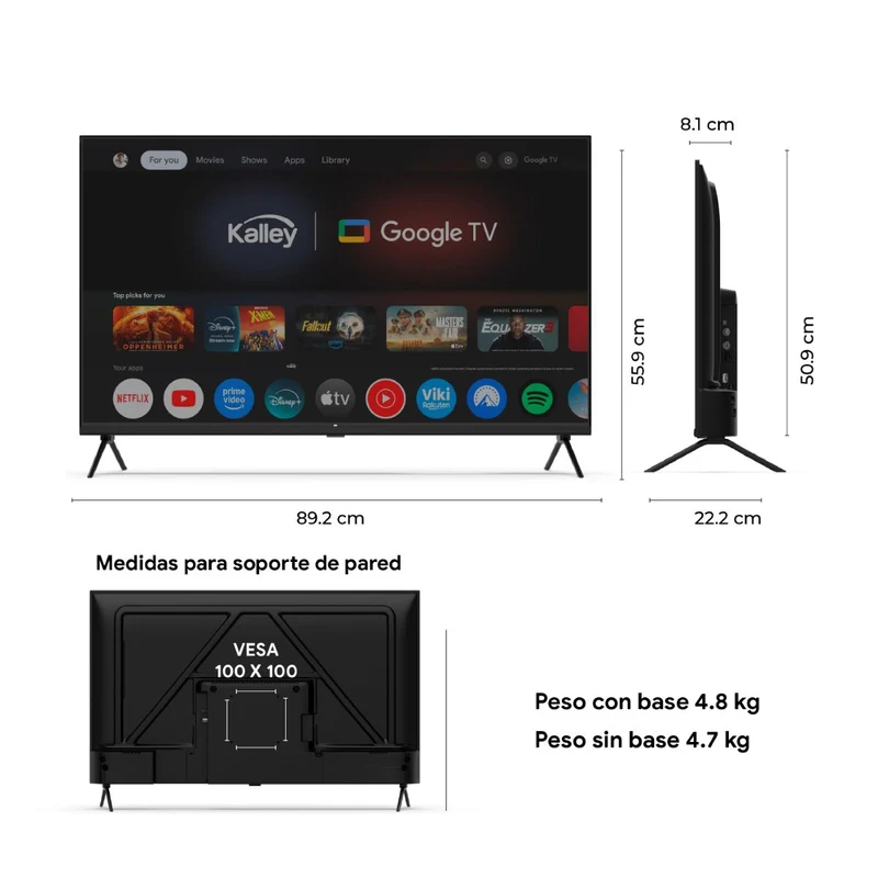 Televisor KALLEY 40 Pulgadas 40GQ200 FHD Qled Google Tv