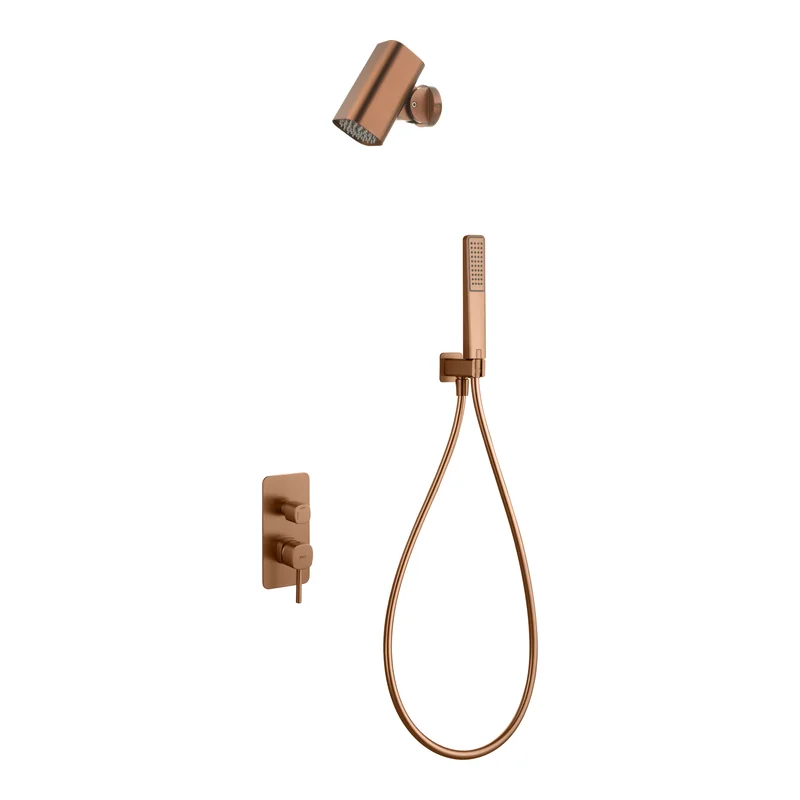 Conjunto Ducha Monomando Empotrado Toscana Con Rociador Tube Imex Oro rosa cepillado