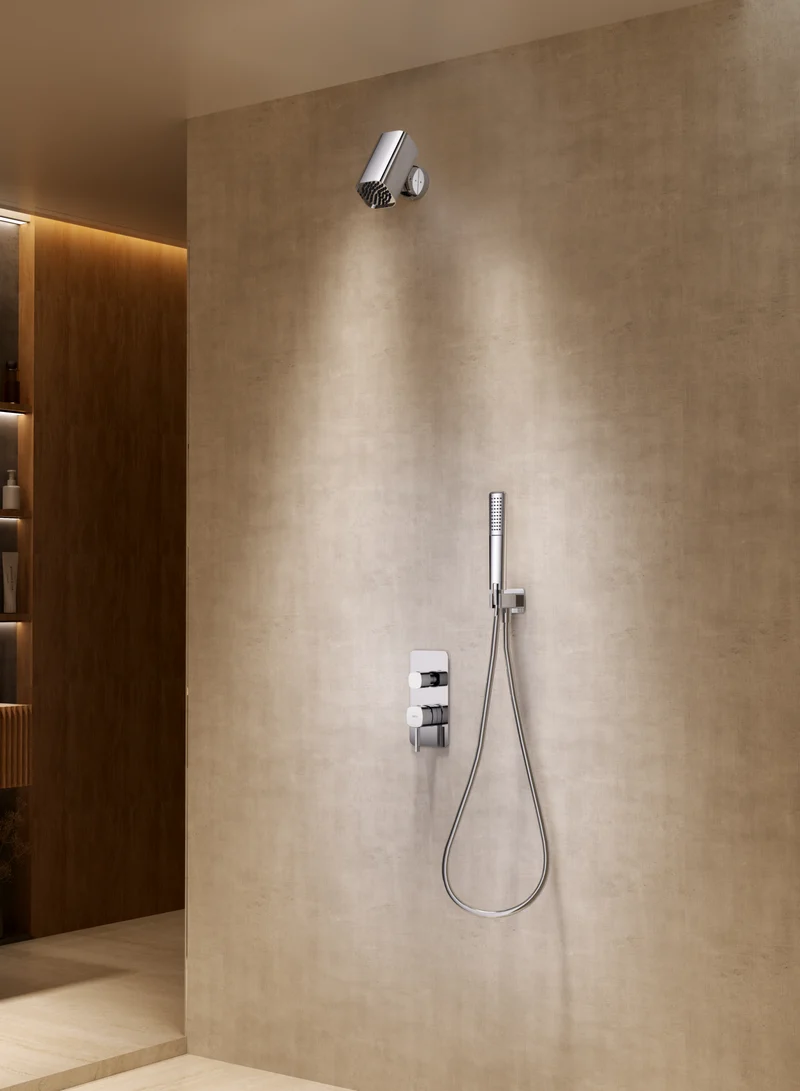 Conjunto Ducha Monomando Empotrado Toscana Con Rociador Tube Imex Níquel