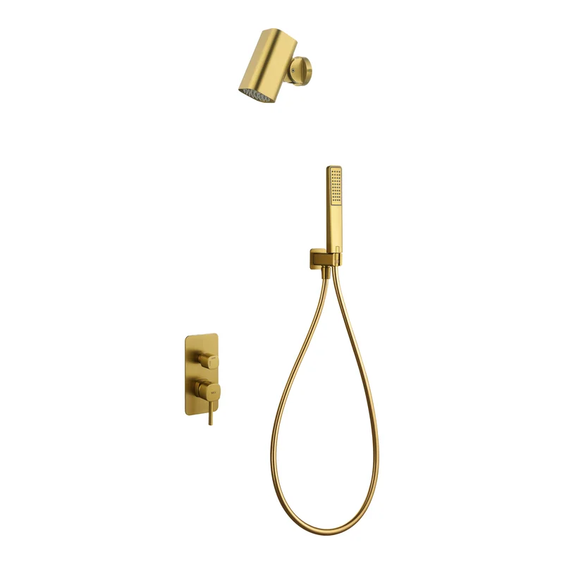 Conjunto Ducha Monomando Empotrado Toscana Con Rociador Tube Imex Oro cepillado