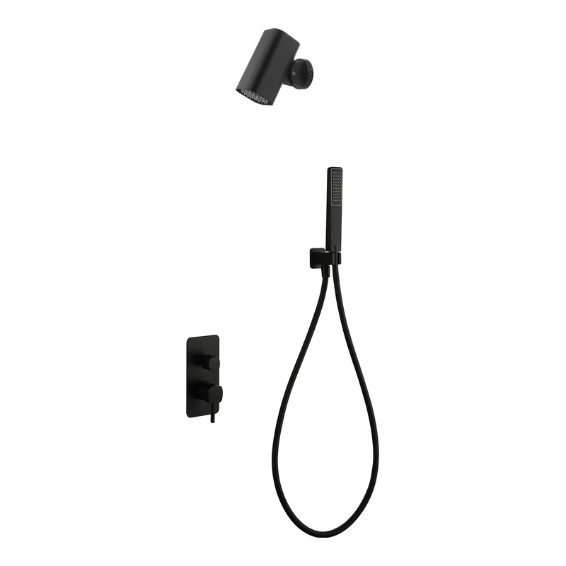 Conjunto Ducha Monomando Empotrado Toscana Con Rociador Tube Imex Negro