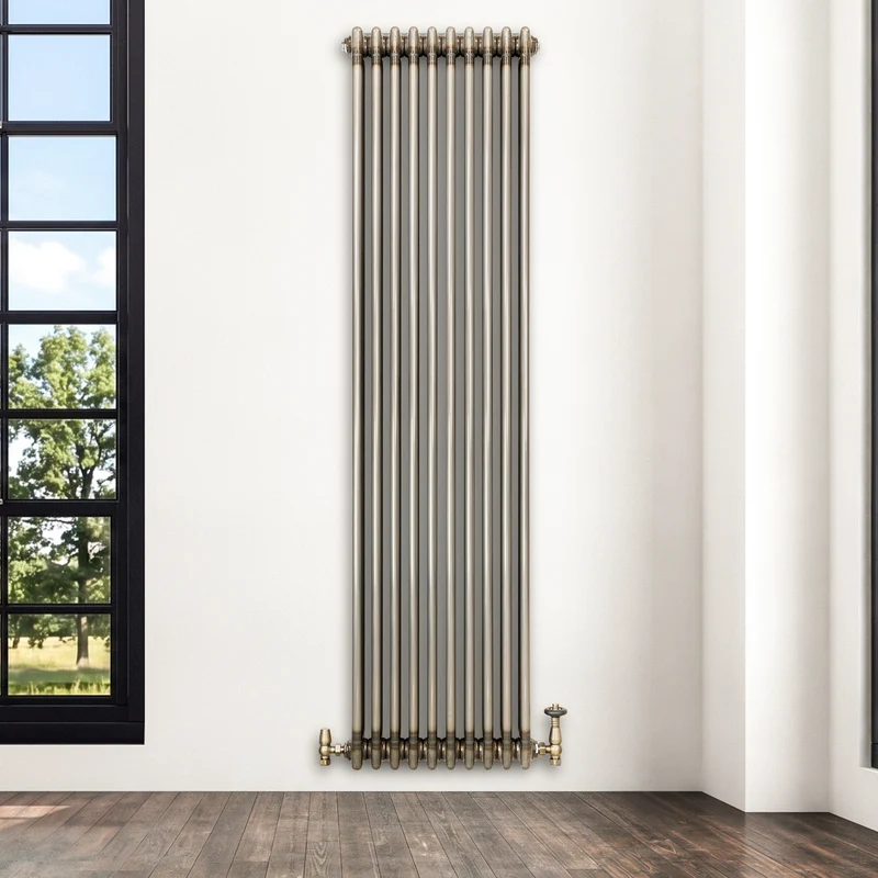 Radiador Tradicional de 3 Columnas y Válvulas - 1800 x 470mm - Metal Crudo