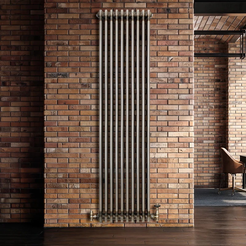 Radiador Tradicional de 3 Columnas y Válvulas - 1800 x 470mm - Metal Crudo