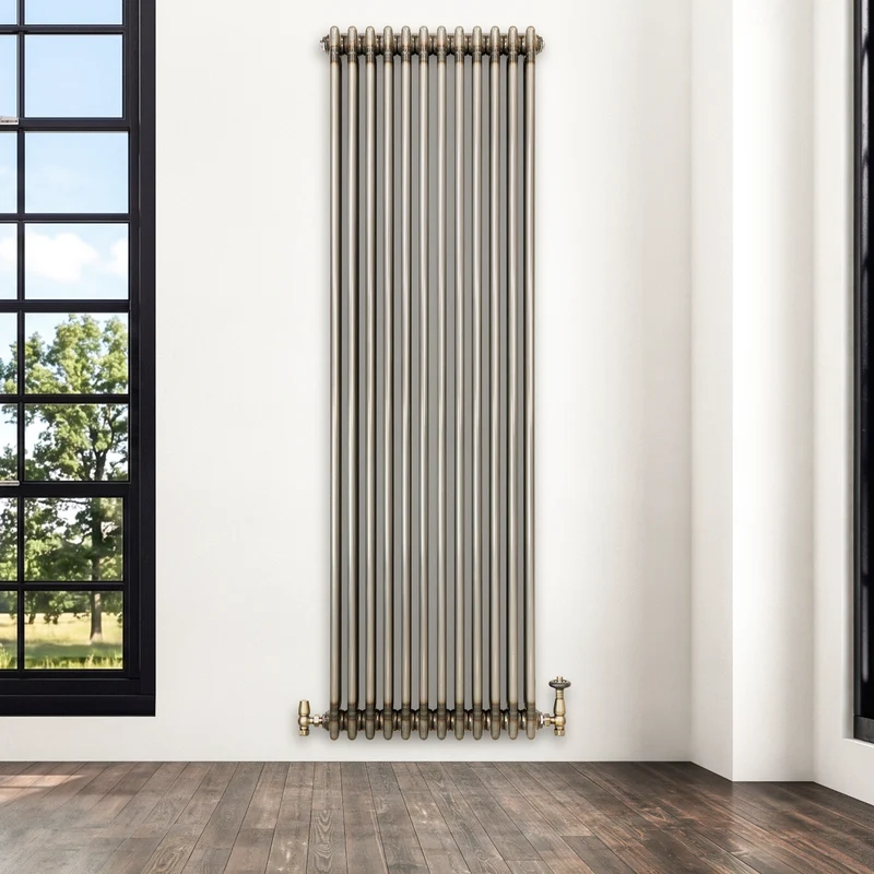 Radiador Tradicional de 3 Columnas y Válvulas - 1800 x 560mm - Metal Crudo