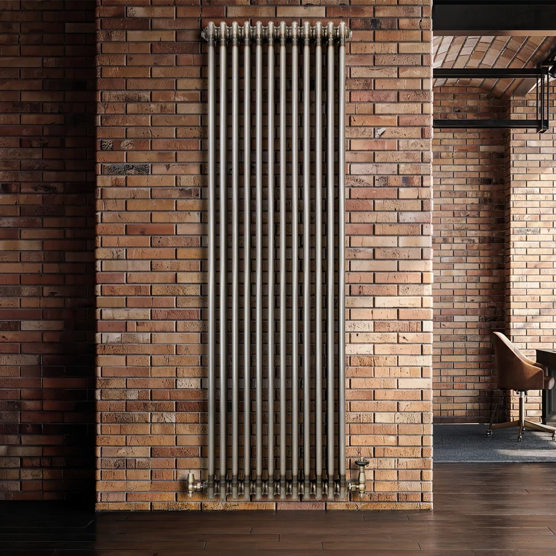 Radiador Tradicional de 3 Columnas y Válvulas - 1800 x 560mm - Metal Crudo