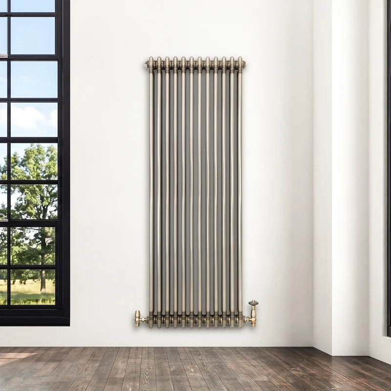 Radiador Tradicional de 3 Columnas y Válvulas - 1500 x 560mm - Metal Crudo