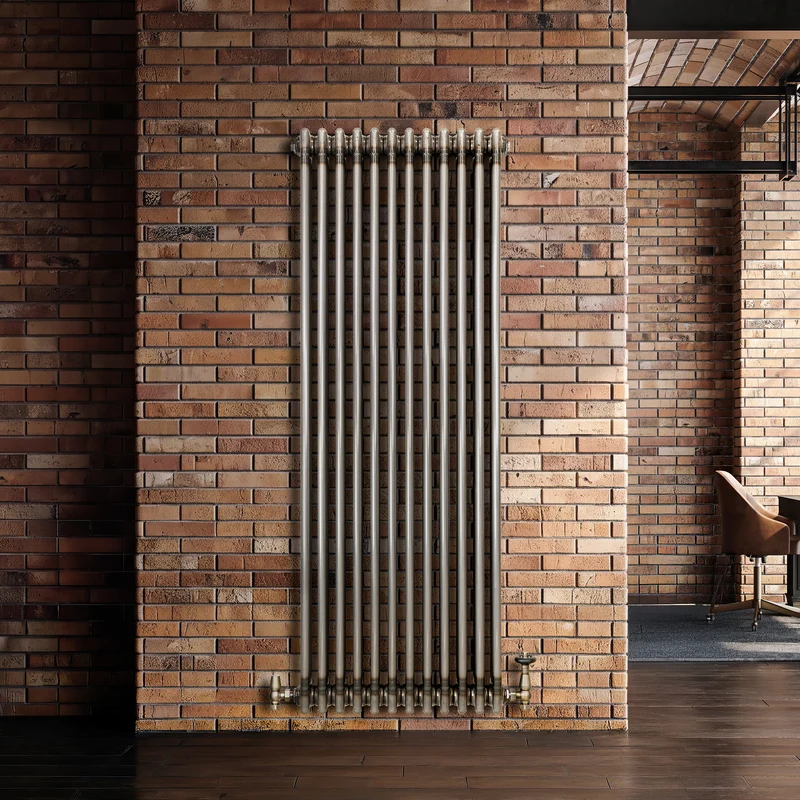 Radiador Tradicional de 3 Columnas y Válvulas - 1500 x 560mm - Metal Crudo