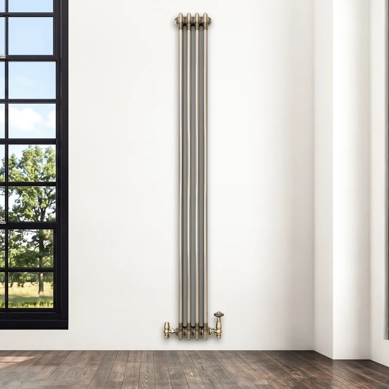 Radiador Tradicional de 3 Columnas y Válvulas - 1800 x 200mm - Metal Crudo