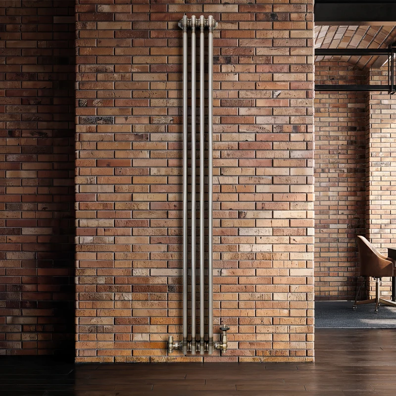 Radiador Tradicional de 3 Columnas y Válvulas - 1800 x 200mm - Metal Crudo