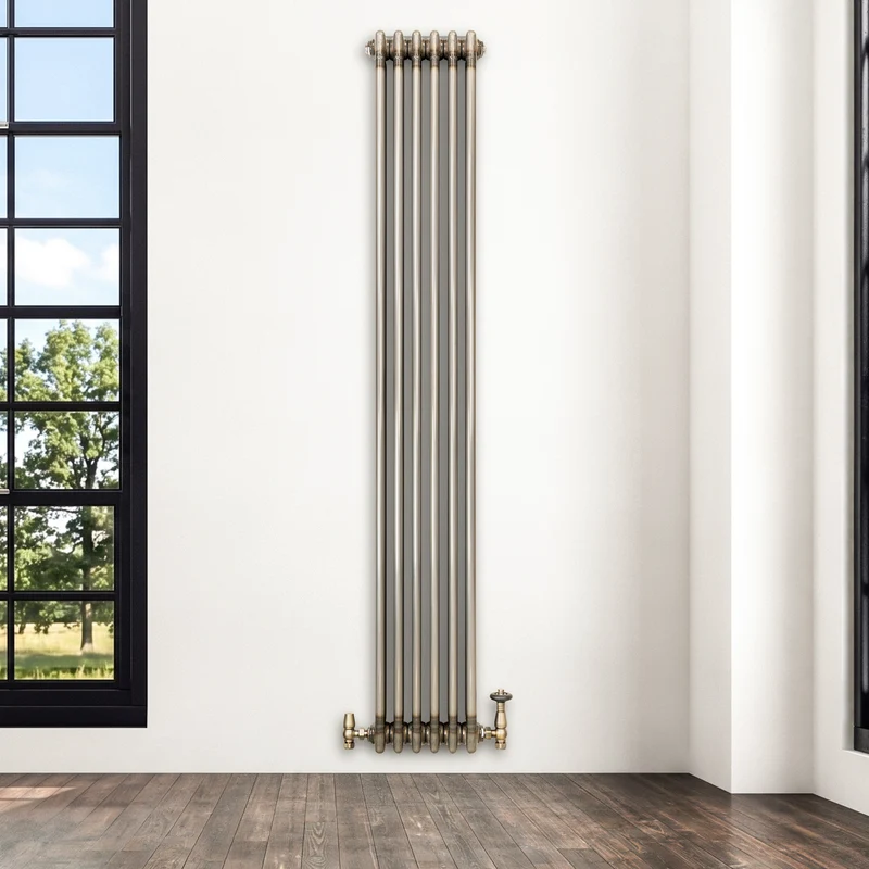Radiador Tradicional de 3 Columnas y Válvulas - 1800 x 290mm - Metal Crudo