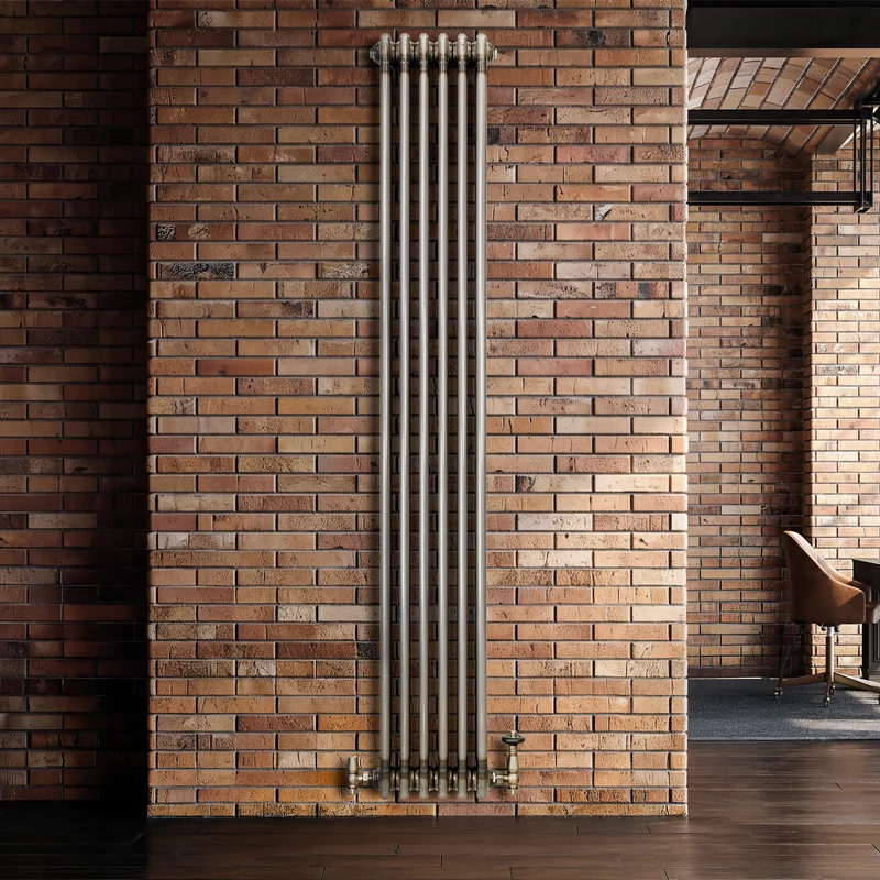 Radiador Tradicional de 3 Columnas y Válvulas - 1800 x 290mm - Metal Crudo