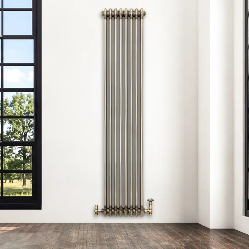Radiador Tradicional de 3 Columnas y Válvulas - 1800 x 380mm - Metal Crudo
