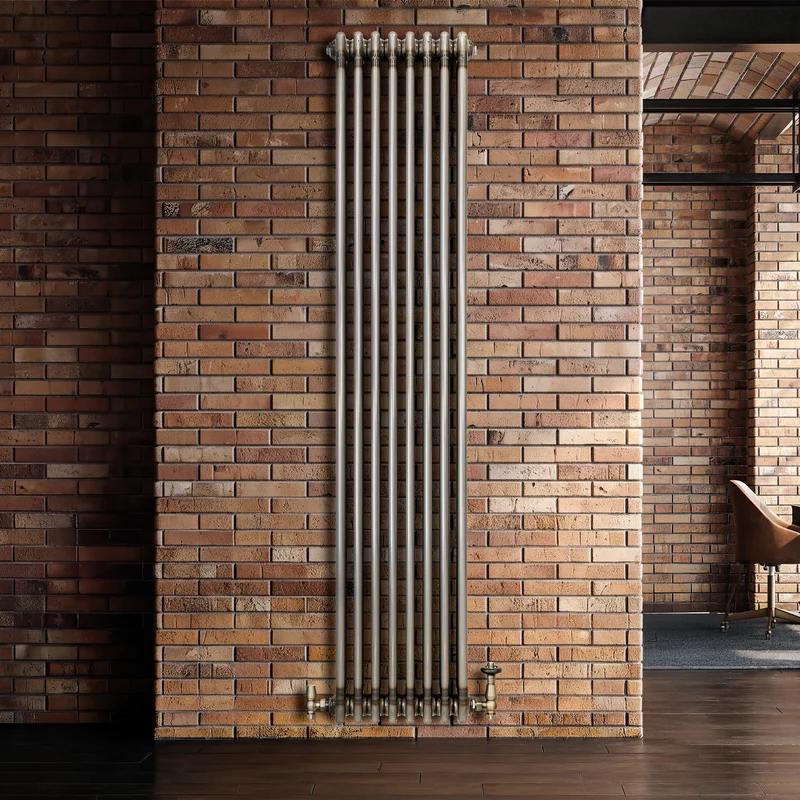 Radiador Tradicional de 3 Columnas y Válvulas - 1800 x 380mm - Metal Crudo