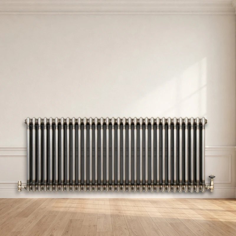 Radiador Tradicional de 3 Columnas y Válvulas - 600 x 1460mm - Metal Crudo