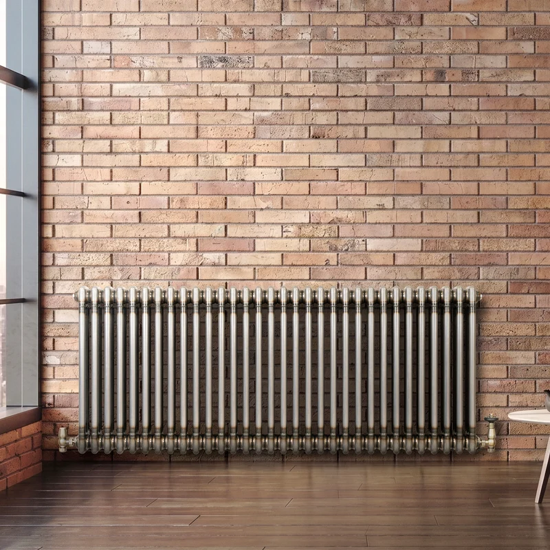 Radiador Tradicional de 3 Columnas y Válvulas - 600 x 1460mm - Metal Crudo