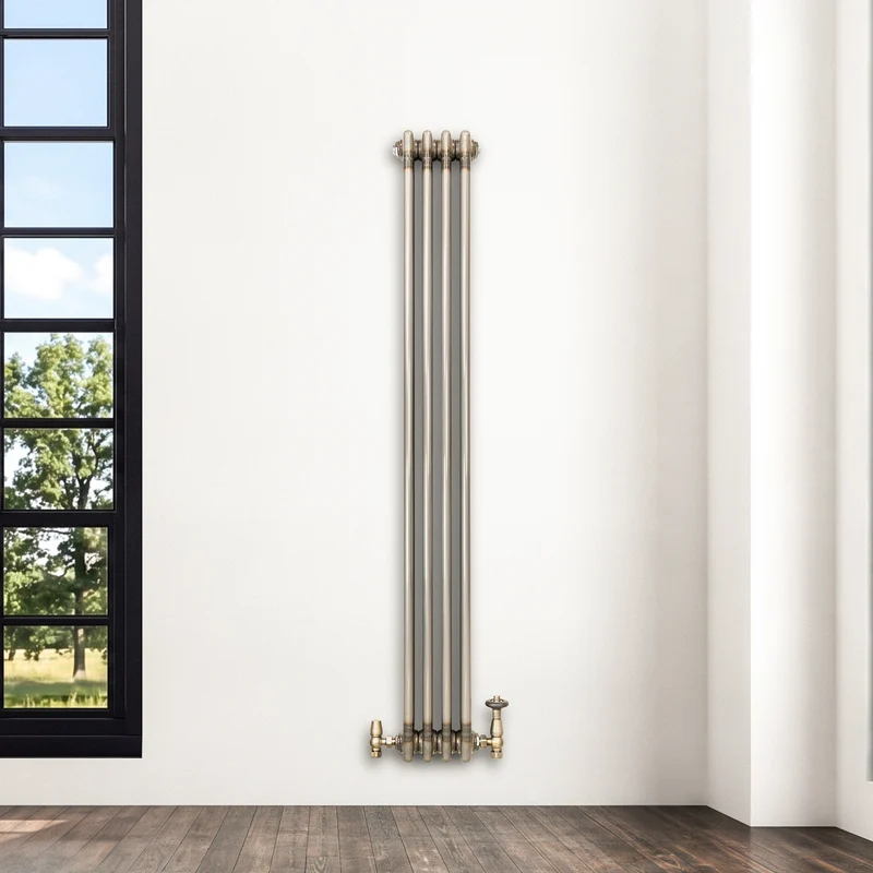 Radiador Tradicional de 3 Columnas y Válvulas - 1500 x 200mm - Metal Crudo