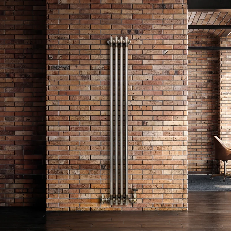 Radiador Tradicional de 3 Columnas y Válvulas - 1500 x 200mm - Metal Crudo