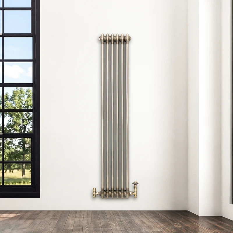 Radiador Tradicional de 3 Columnas y Válvulas - 1500 x 290mm - Metal Crudo