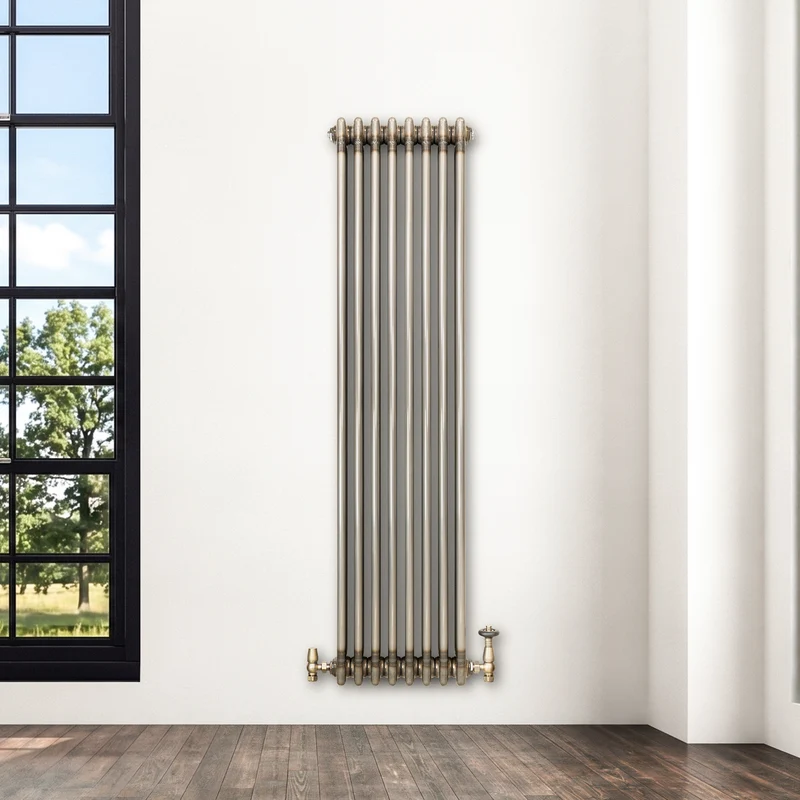Radiador Tradicional de 3 Columnas y Válvulas - 1500 x 380mm - Metal Crudo