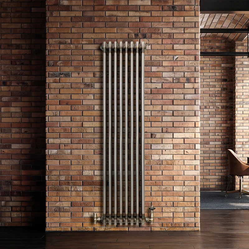 Radiador Tradicional de 3 Columnas y Válvulas - 1500 x 380mm - Metal Crudo