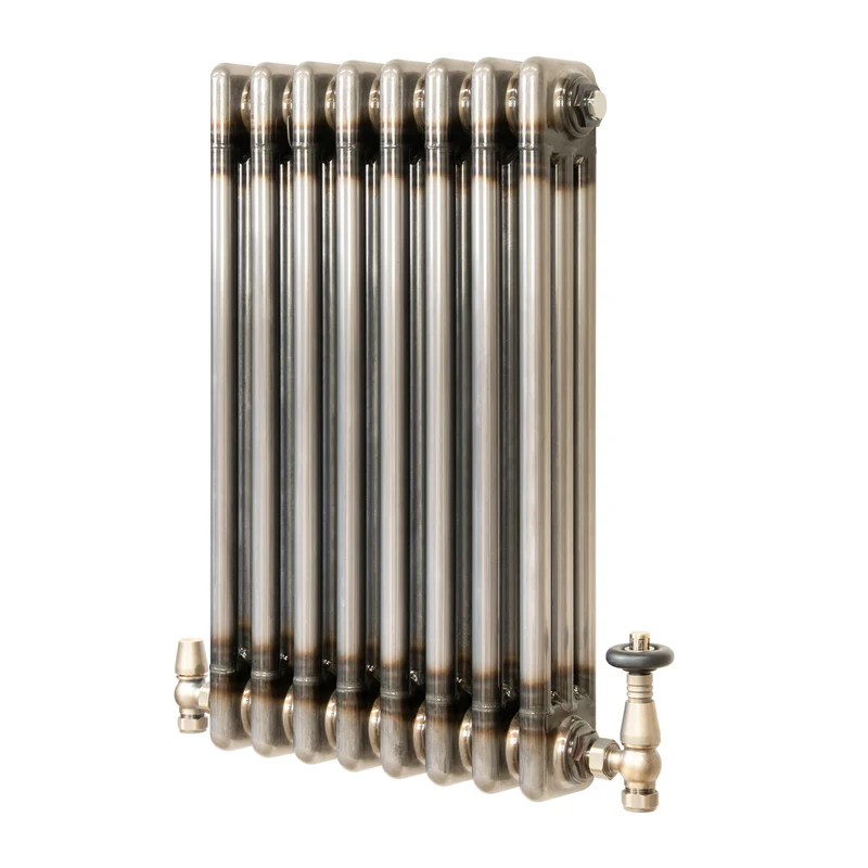 Radiador Tradicional de 3 Columnas y Válvulas - 600 x 425mm - Metal Crudo
