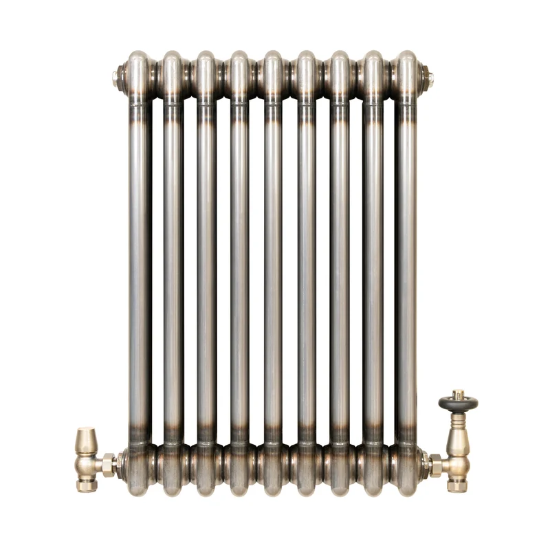 Radiador Tradicional de 3 Columnas y Válvulas - 600 x 425mm - Metal Crudo