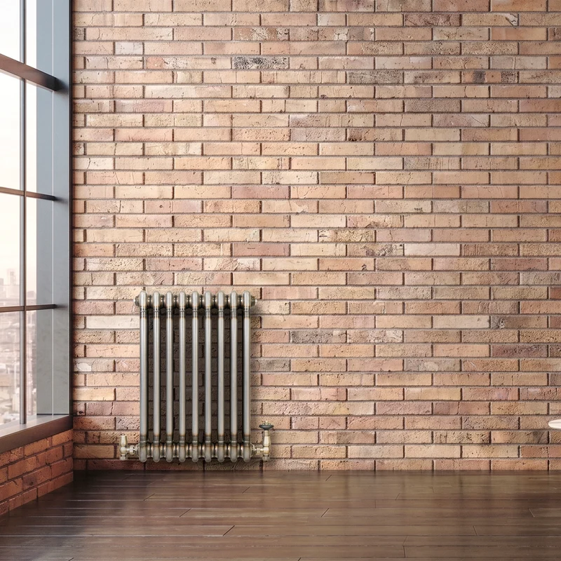 Radiador Tradicional de 3 Columnas y Válvulas - 600 x 425mm - Metal Crudo