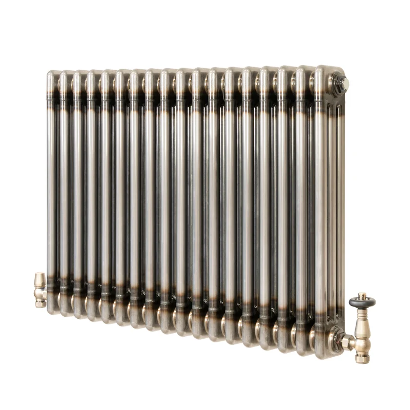 Radiador Tradicional de 3 Columnas y Válvulas - 600 x 830mm - Metal Crudo