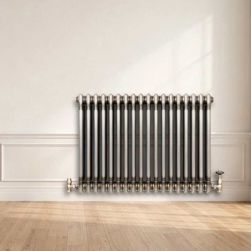 Radiador Tradicional de 3 Columnas y Válvulas - 600 x 830mm - Metal Crudo