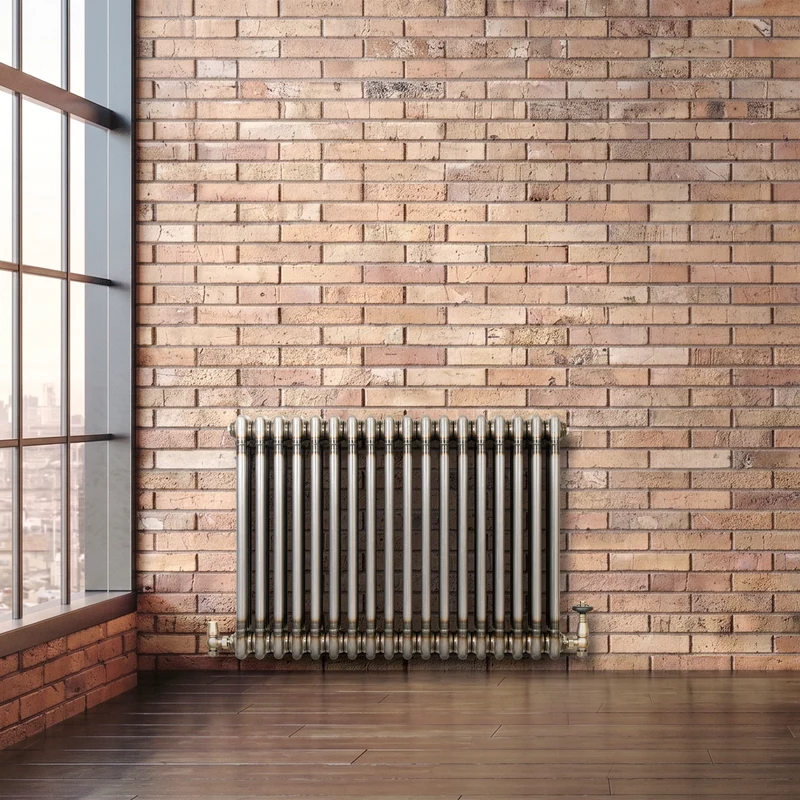 Radiador Tradicional de 3 Columnas y Válvulas - 600 x 830mm - Metal Crudo