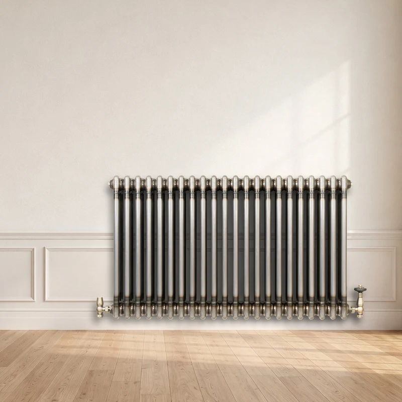 Radiador Tradicional de 3 Columnas y Válvulas - 600 x 1010mm - Metal Crudo