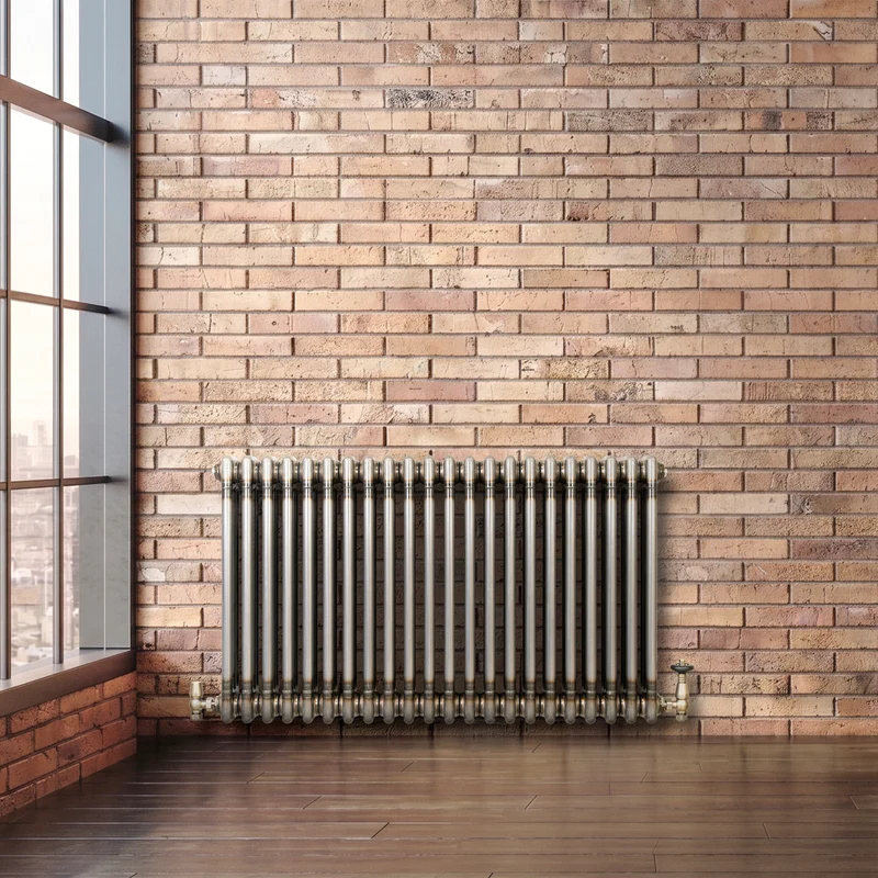 Radiador Tradicional de 3 Columnas y Válvulas - 600 x 1010mm - Metal Crudo