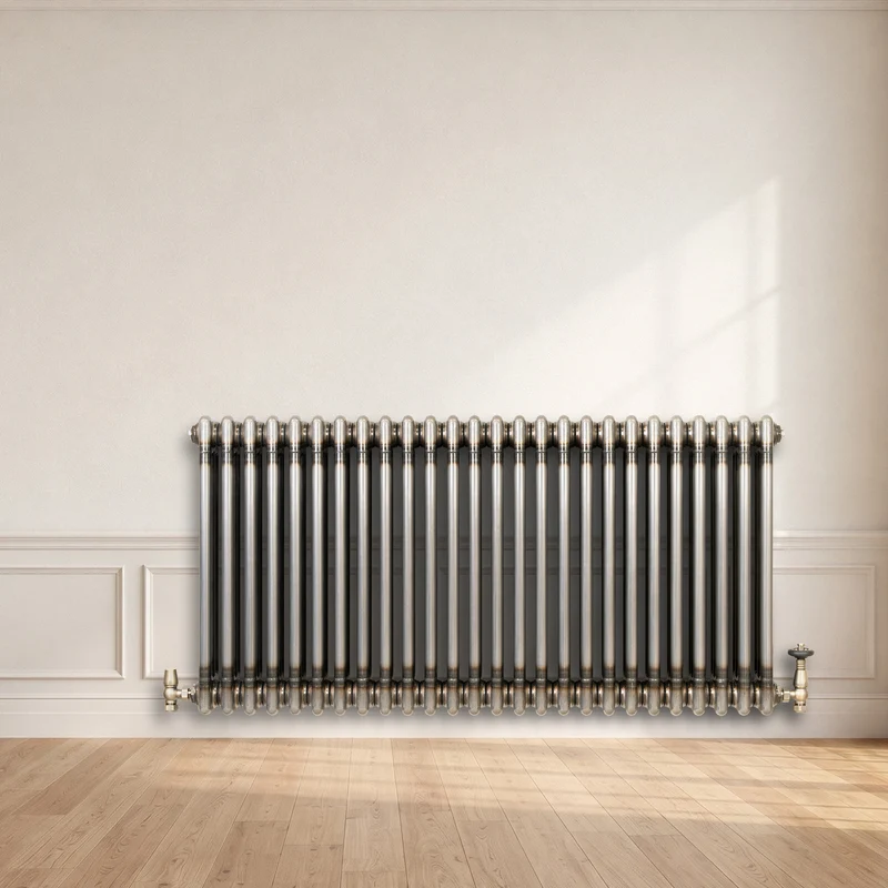 Radiador Tradicional de 3 Columnas y Válvulas - 600 x 1190mm - Metal Crudo