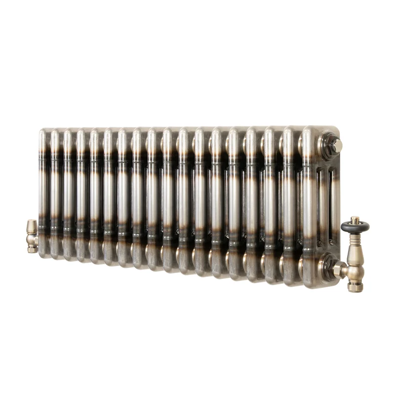 Radiador Tradicional de 3 Columnas y Válvulas - 300 x 830mm - Metal Crudo