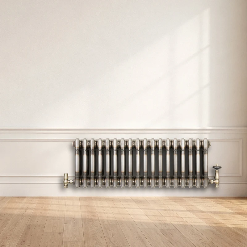 Radiador Tradicional de 3 Columnas y Válvulas - 300 x 830mm - Metal Crudo
