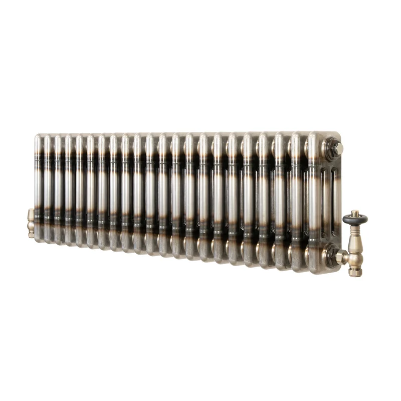 Radiador Tradicional de 3 Columnas y Válvulas - 300 x 1010mm - Metal Crudo