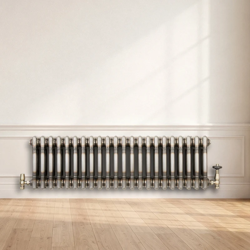 Radiador Tradicional de 3 Columnas y Válvulas - 300 x 1010mm - Metal Crudo