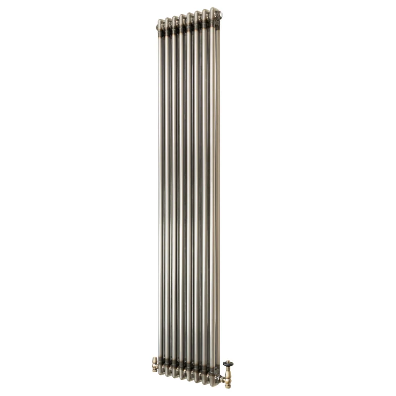 Radiador Tradicional de 2 Columnas y Válvulas - 1800 x 380mm - Metal Crudo