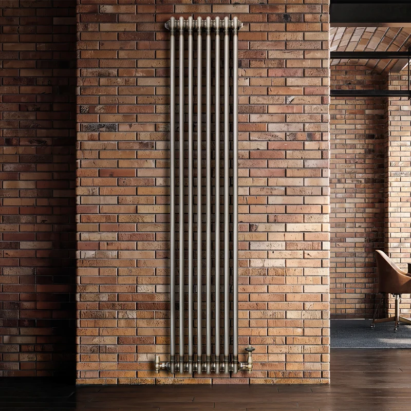 Radiador Tradicional de 2 Columnas y Válvulas - 1800 x 380mm - Metal Crudo