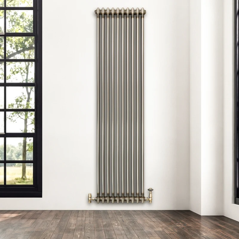 Radiador Tradicional de 2 Columnas y Válvulas - 1800 x 470mm - Metal Crudo