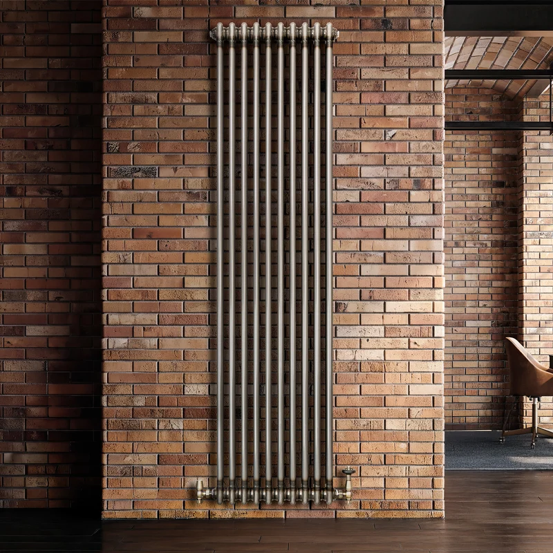 Radiador Tradicional de 2 Columnas y Válvulas - 1800 x 470mm - Metal Crudo