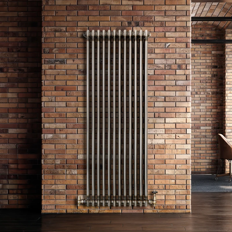 Radiador Tradicional de 2 Columnas y Válvulas - 1800 x 560mm - Metal Crudo