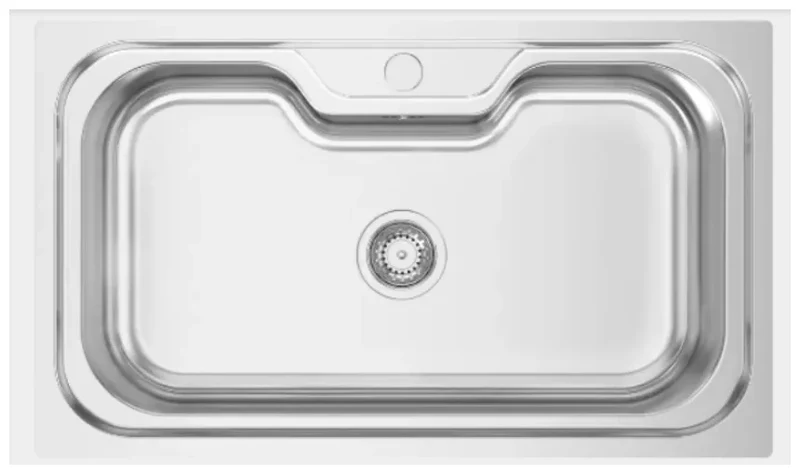 Fregadero de cocina de un seno rectangular de acero inoxidable sobre encimera Big One de Aquore