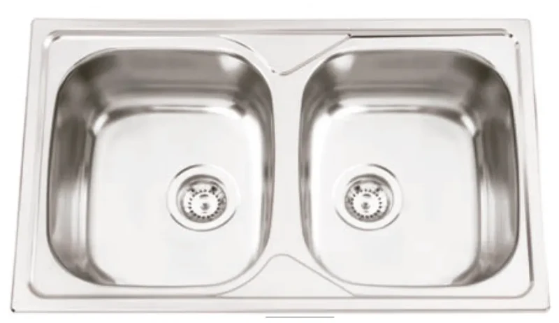 Fregadero cocina con dos senos de acero inoxidable sobreencimera Oki de Aquore