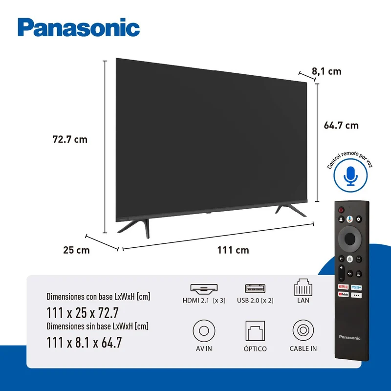 Televisor PANASONIC TN-50W80CPN 50 Pulgadas UHD 4K Smart Tv Google Tv Con IA